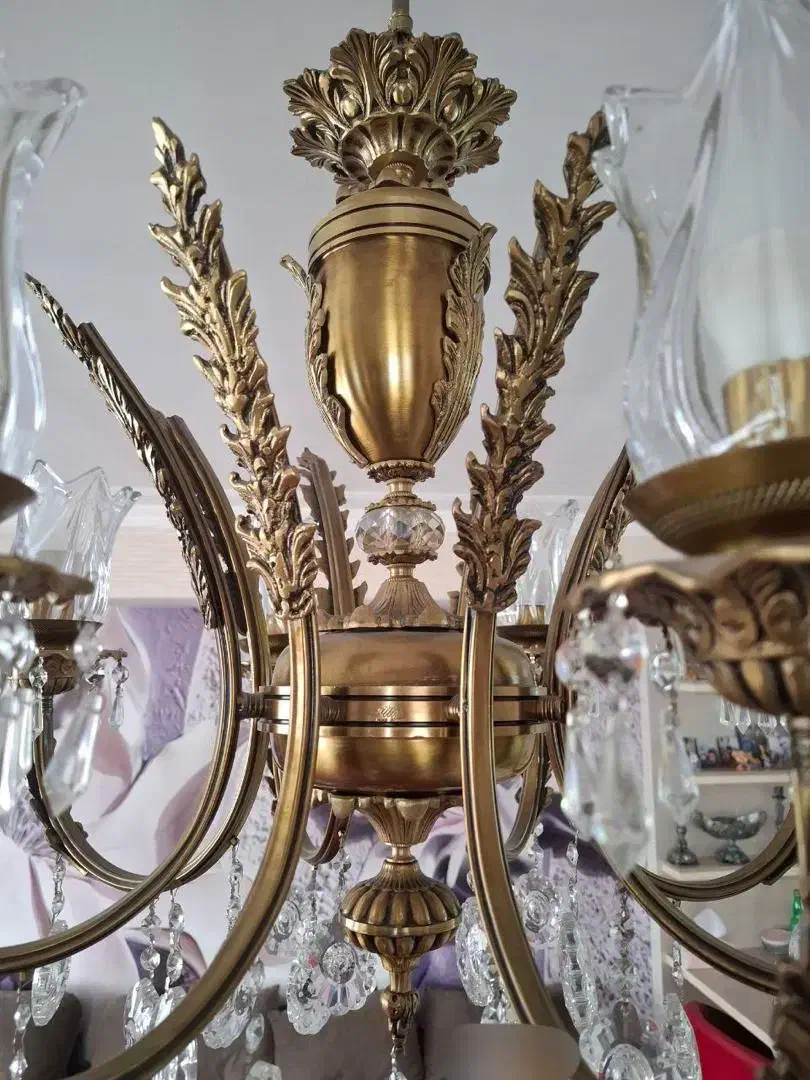 لوستر برنزی هشت شاخه|لوستر و چراغ آویز|تبریز, |دیوار