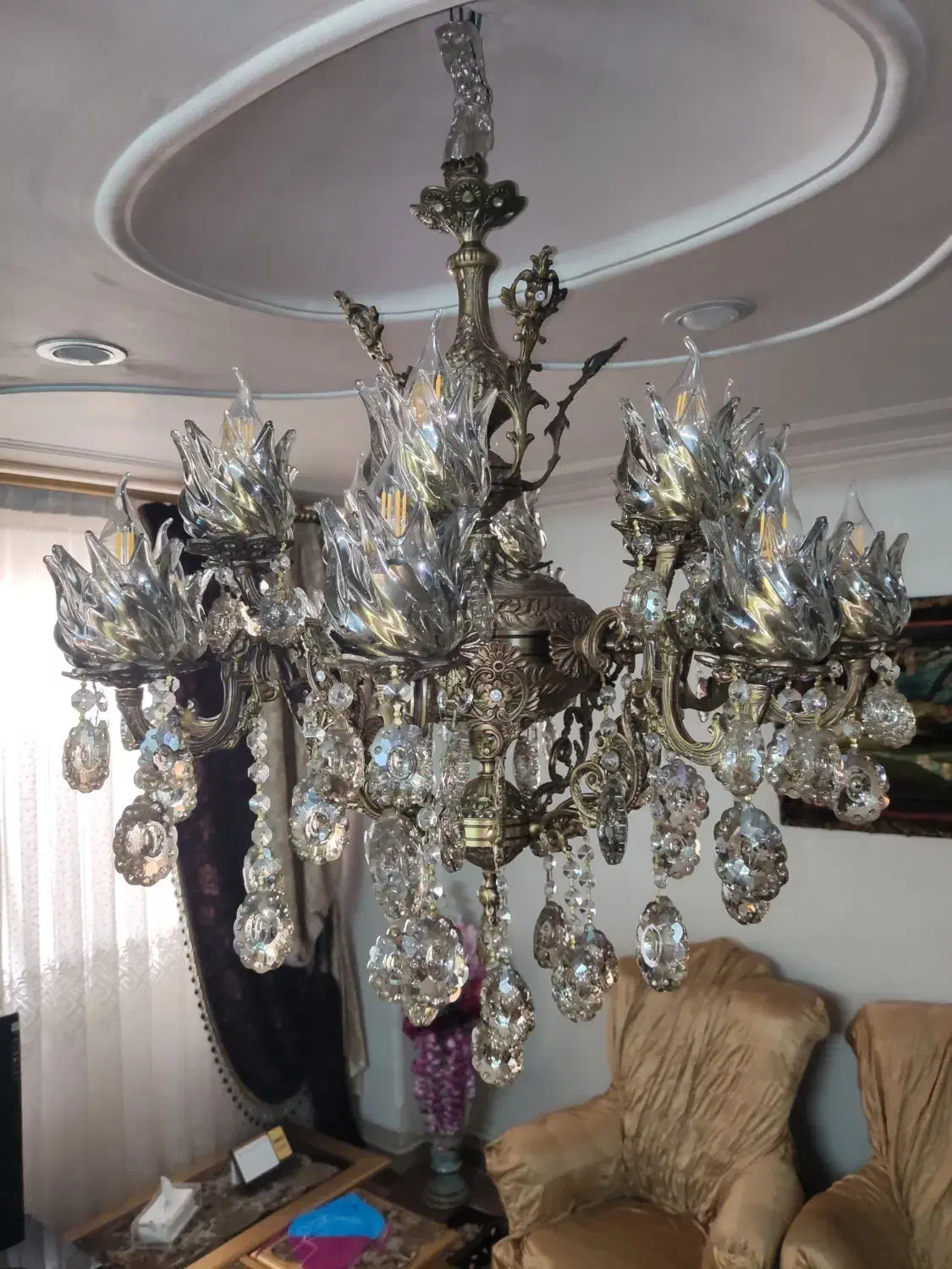 لوستر برنجی هشت شاخه|لوستر و چراغ آویز|اسلامشهر, شهرک الهیه|دیوار