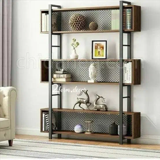 ترکیب زیبای چوب و اهن|کتابخانه، شلف، قفسههای دیواری|الیگودرز, |دیوار