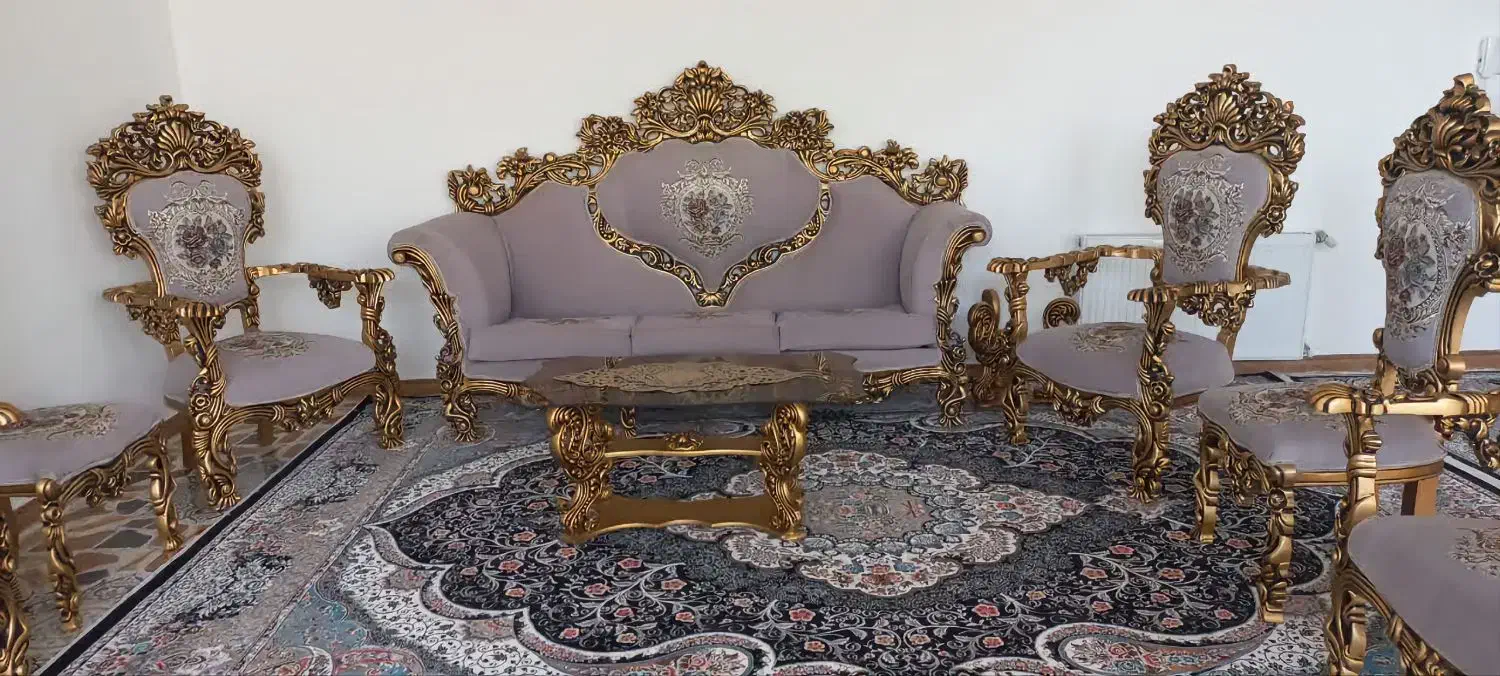 مبل سلطنتی ۹نفره چوب راش|مبلمان خانگی و میز عسلی|بروجرد, |دیوار