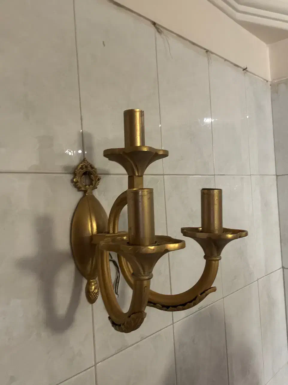 دیوارکوب برنجی سه شعله|لوستر و چراغ آویز|تهران, قنات‌کوثر|دیوار