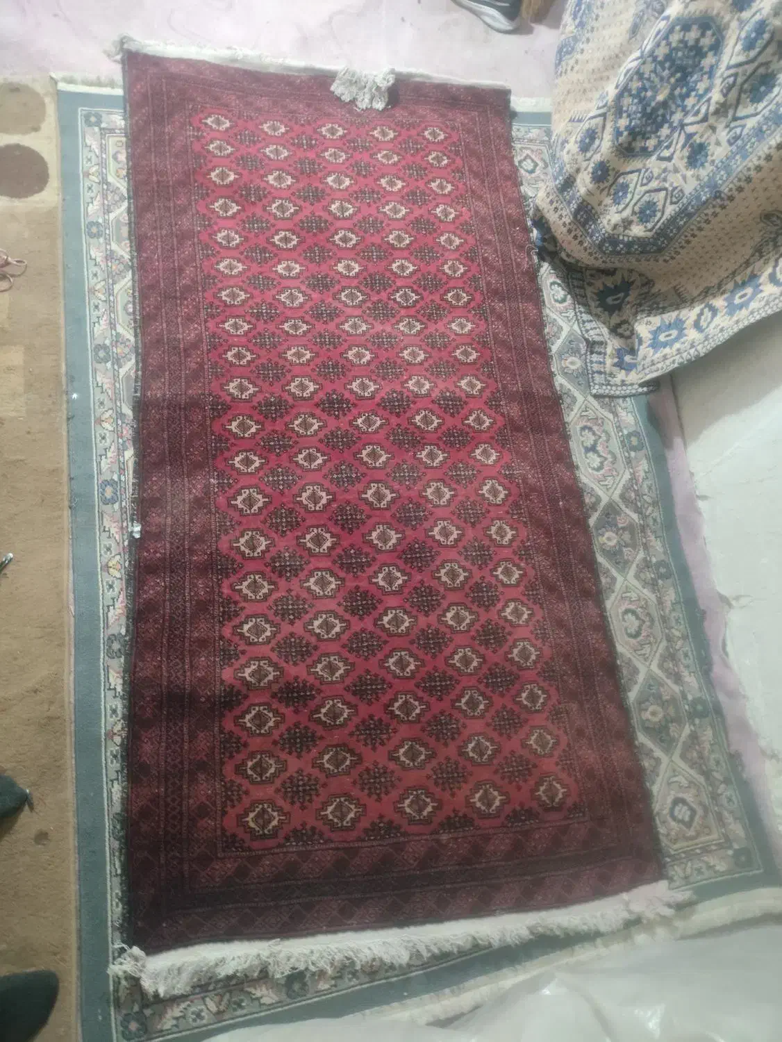 قالیچه دستبافت قدیمی ترکمن|فرش|مشهد, راه آهن|دیوار
