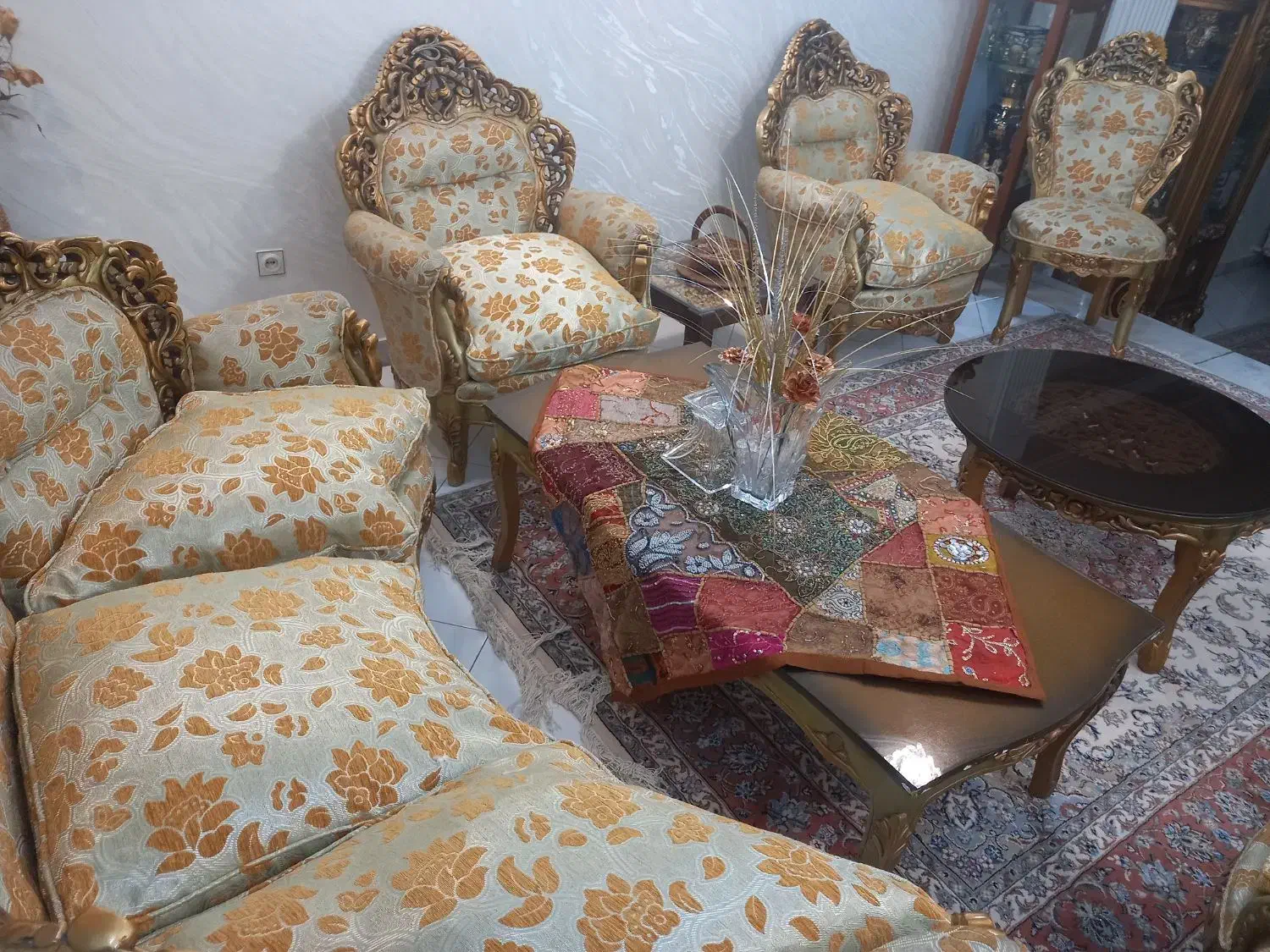 فروش مبلمان استیل با چوب گردو ۹ نفره|مبلمان خانگی و میز عسلی|تهران, مدائن|دیوار