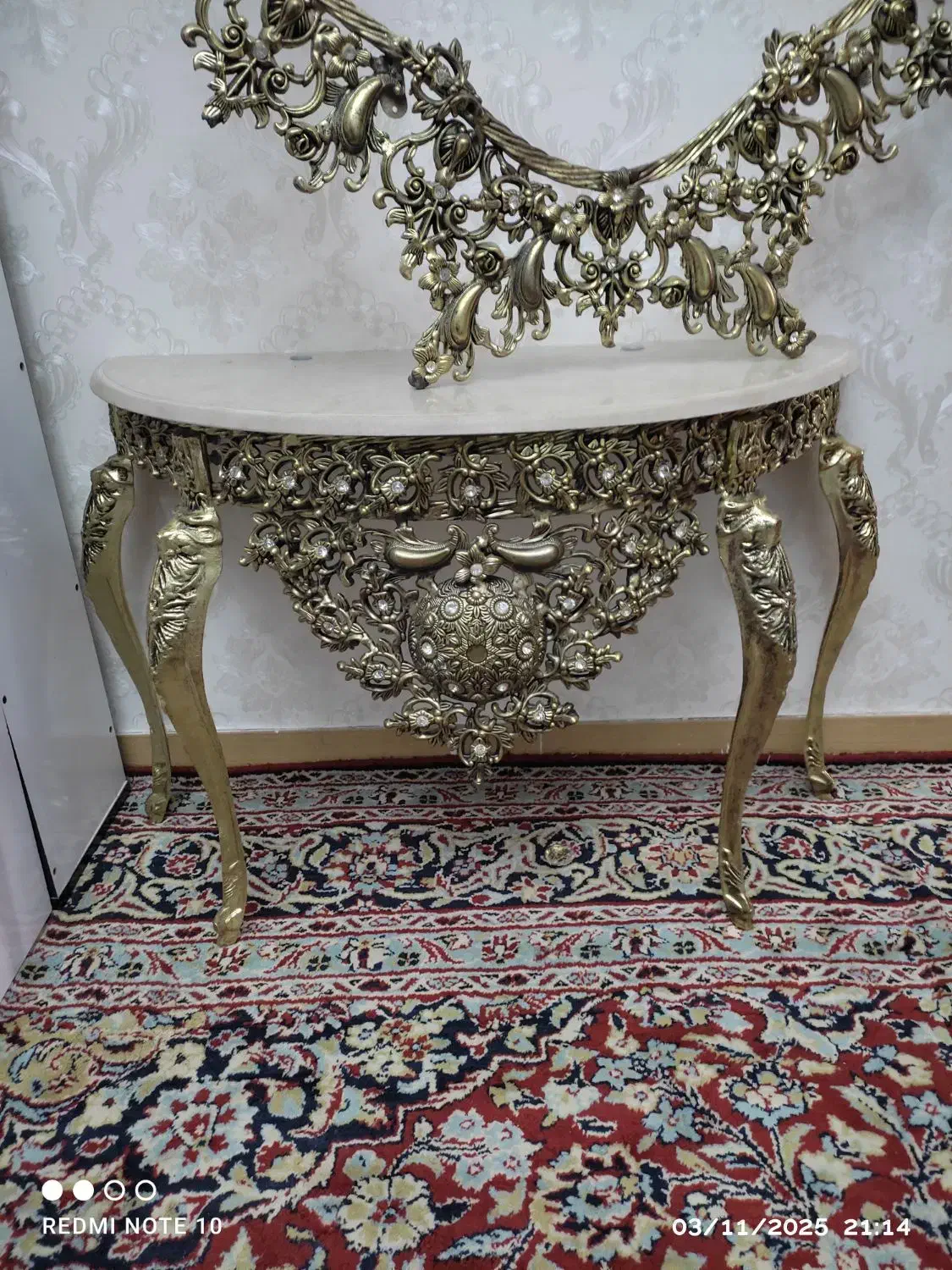 آینه طرح برنز|بوفه، ویترین، کنسول|مراغه, |دیوار