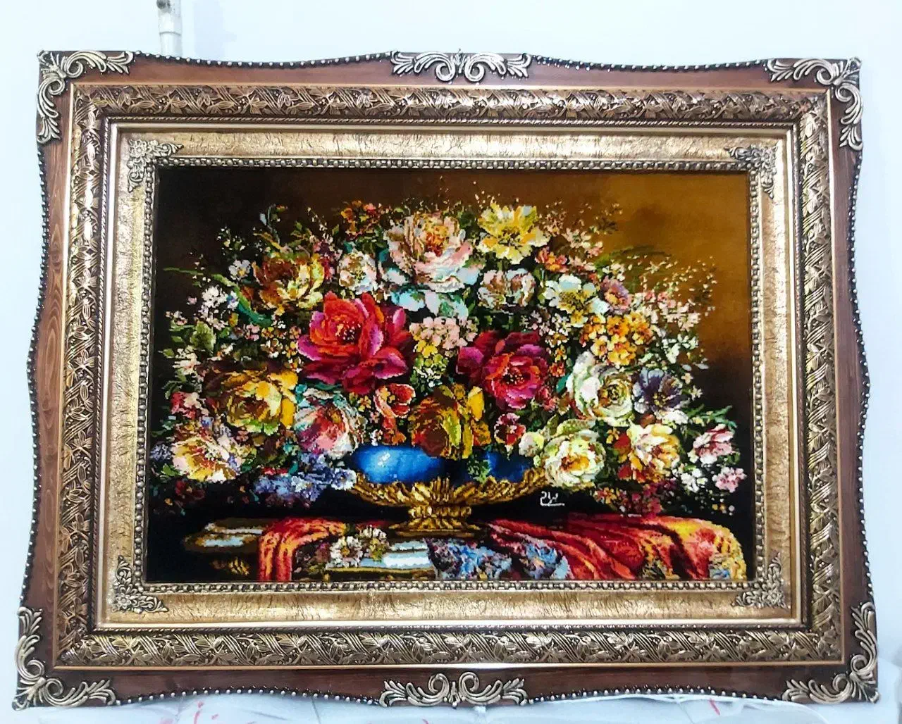 تابلو گل نامزدی کد17 دستبافت و ابریشم دار|تابلو فرش|تبریز, |دیوار