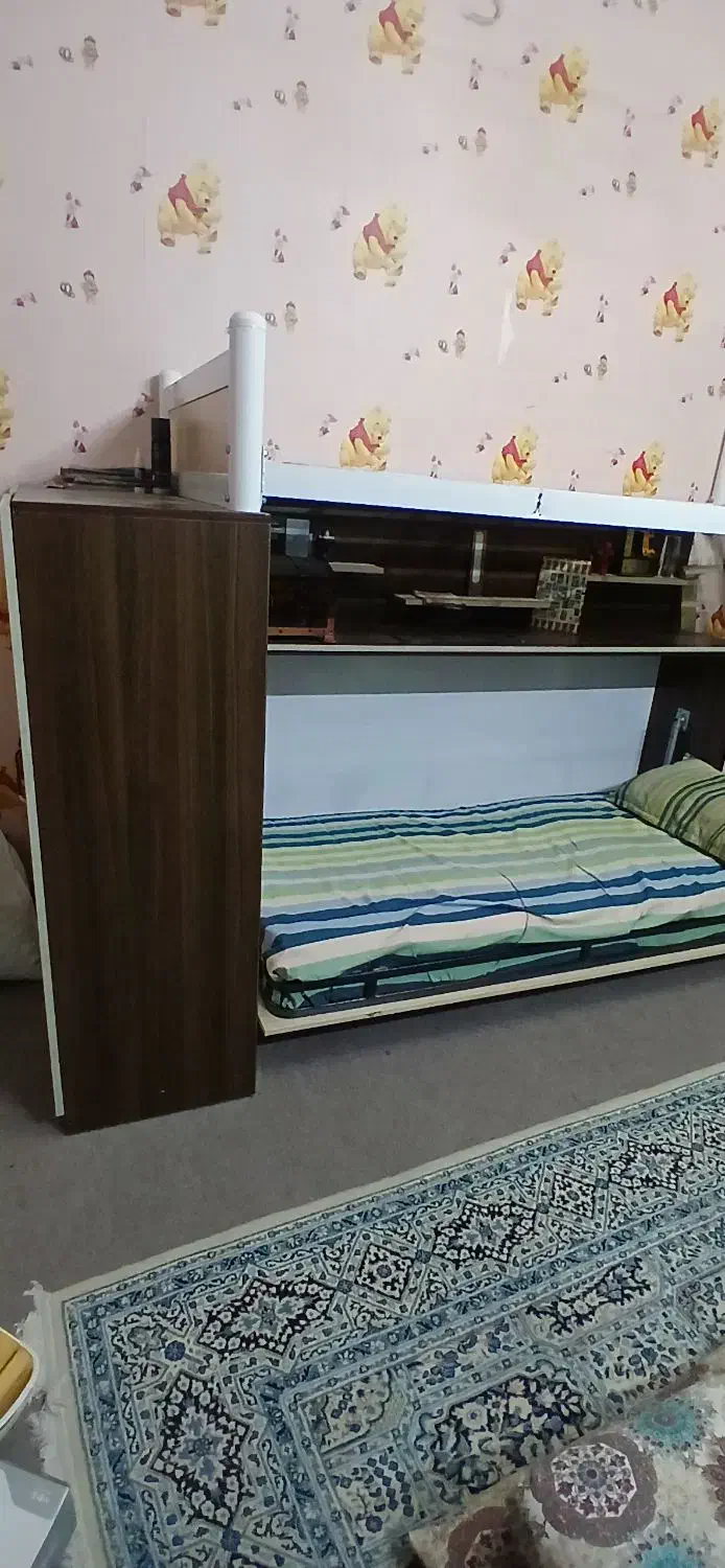 تخت خواب دو طبقه با کمد|تخت و سرویس خواب|یزد, |دیوار
