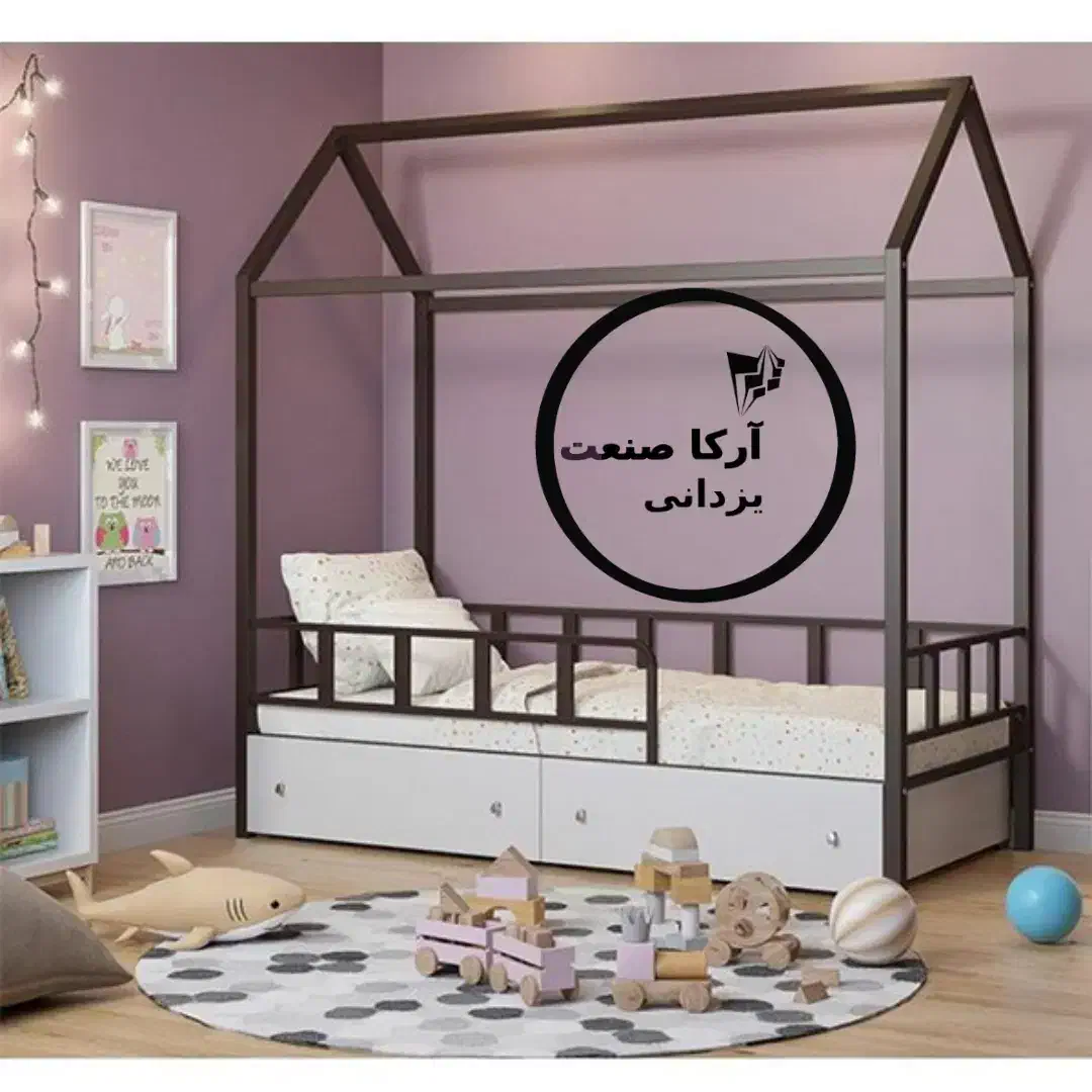تخت خواب دوطبقه فلزی یک نفره کلبه تشک (آرکا صنعت)|تخت و سرویس خواب|مشهد, شهید آوینی|دیوار