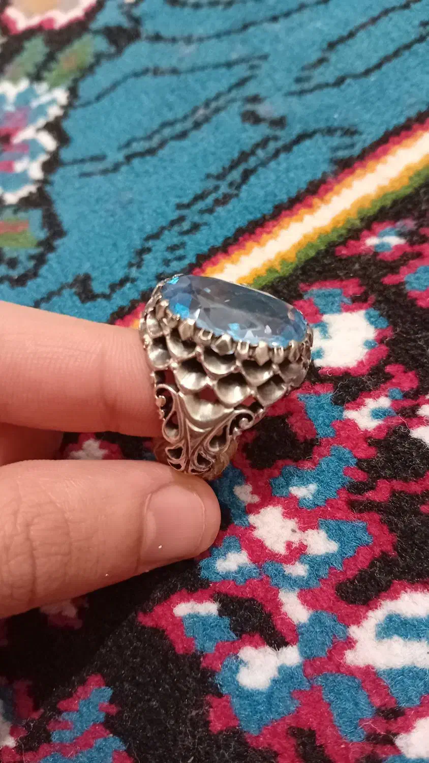 انگشتر نقره توپاز سوئیس|جواهرات|کارون, |دیوار