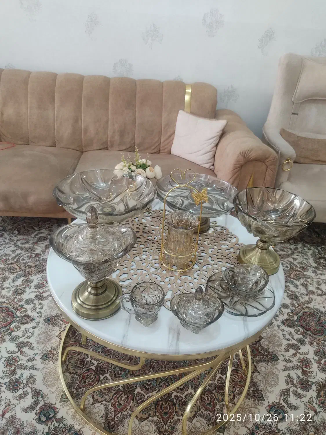 سرویس پایه فلزی شامپانی بوگاتی شیک|ظروف سرو و پذیرایی|همدان, |دیوار