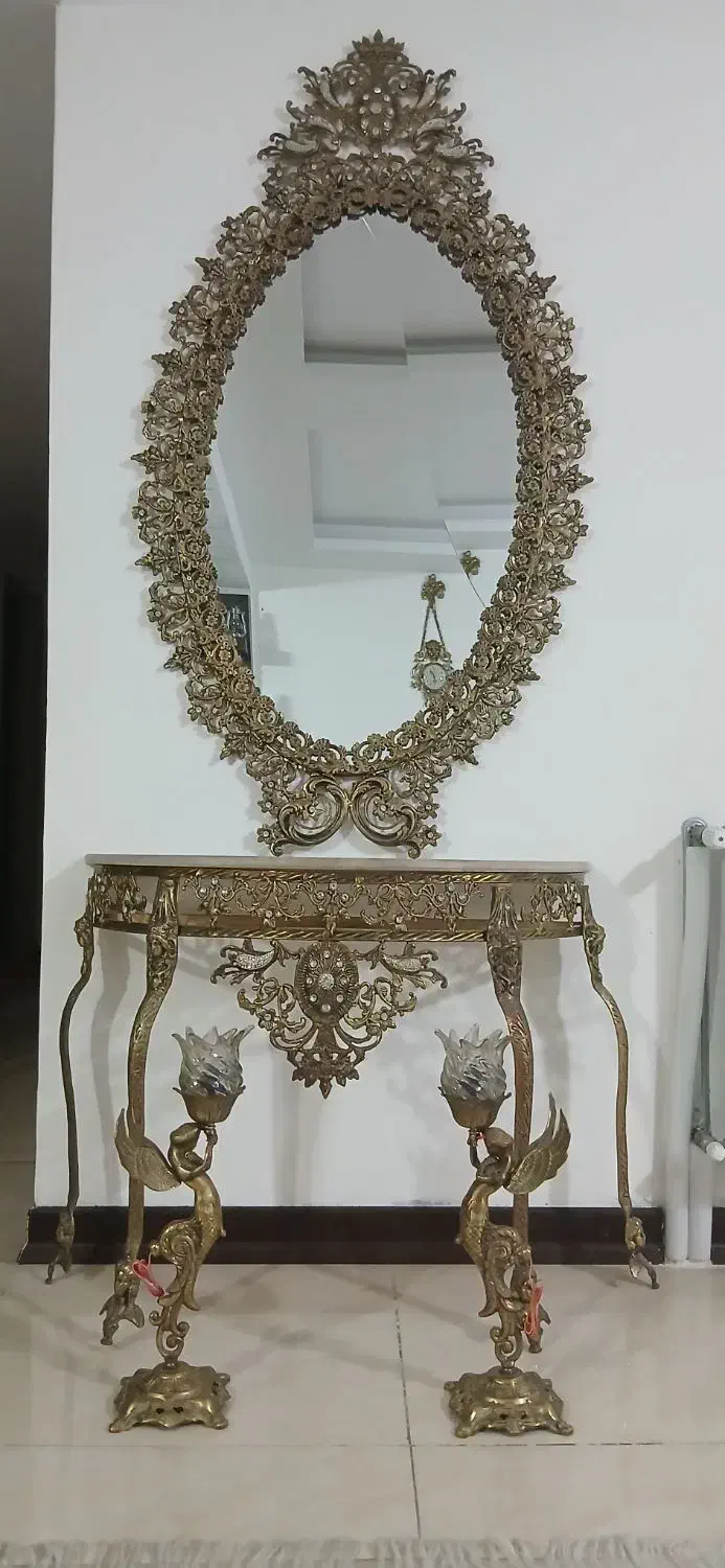 آینه و کنسول برنز|بوفه، ویترین، کنسول|کرمانشاه, |دیوار