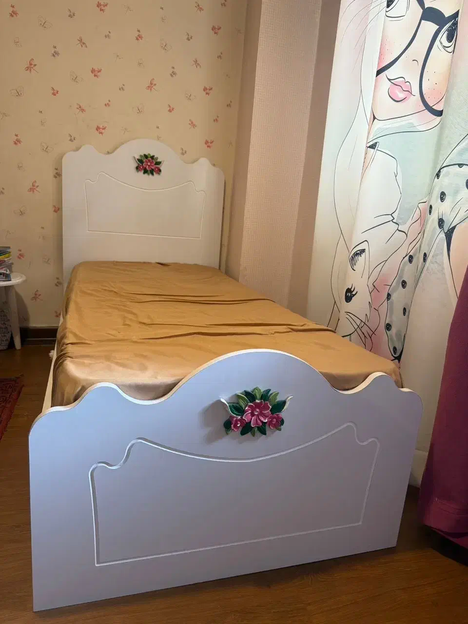 تخت کودک ۹۰ در ۱۶۰ تمام ام دی اف به همراه تشک طبی|تخت و صندلی بچه|لنگرود, |دیوار