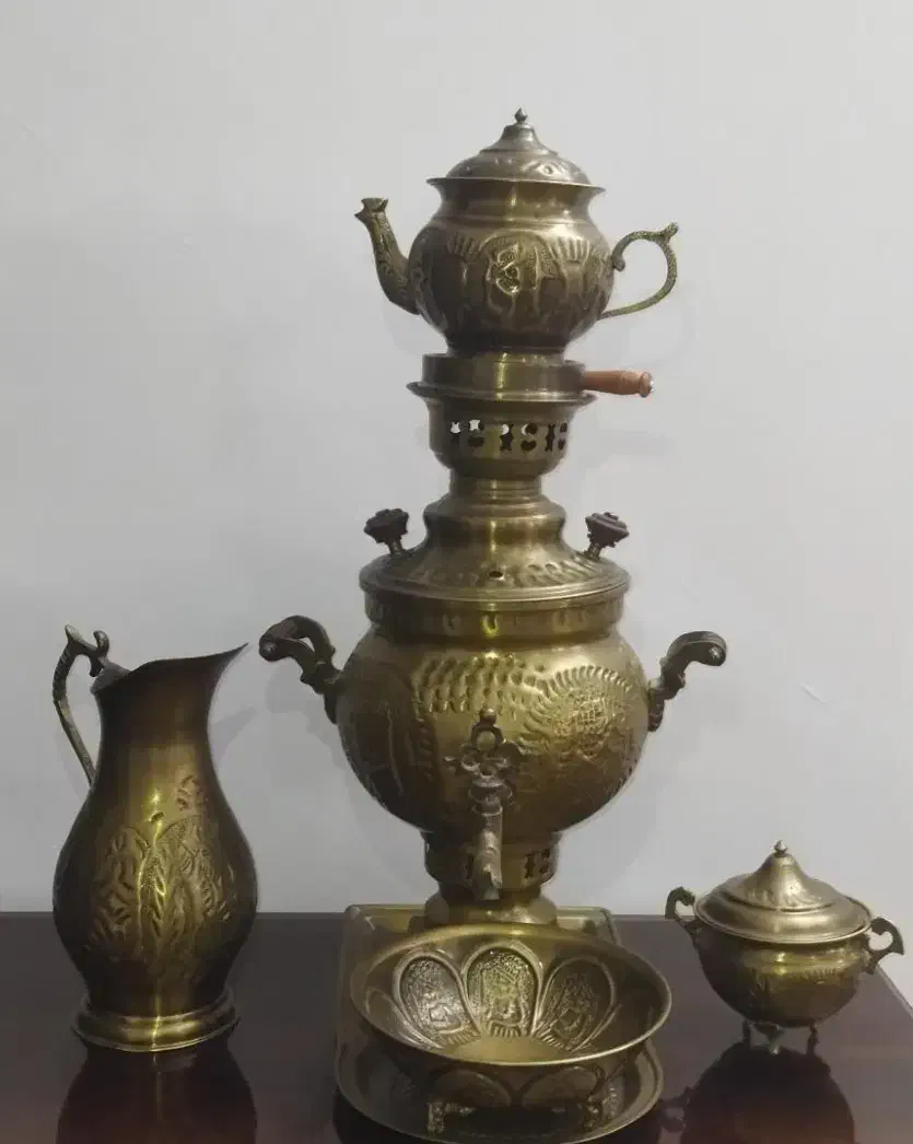 سرویس سماور برنجی|صنایع دستی و سایر لوازم تزئینی|گرمسار, |دیوار