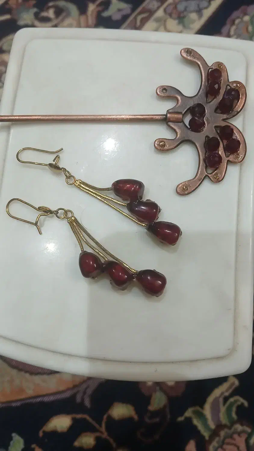 گوشواره و کانزاشی مو بند انار باهم ۲۰۰|بدلیجات|تهران, امام زاده حسن|دیوار