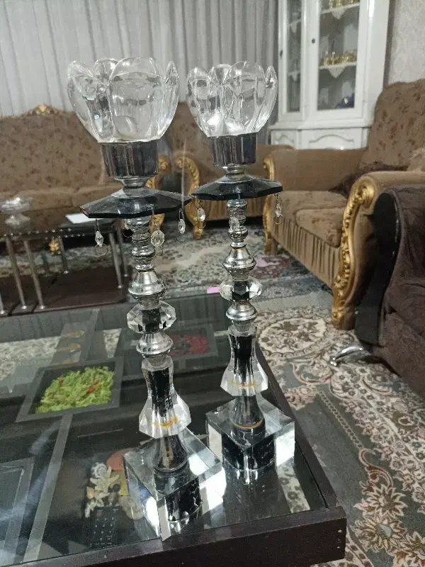 دو عدد شمعدونی شیشهای سیصد و پنجاه هزار تومان|چراغ خواب و آباژور|قم, باجک سه|دیوار