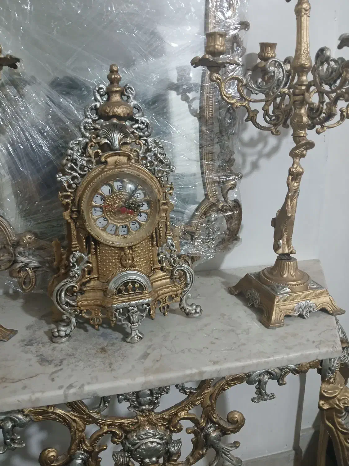 آینه و شمعدان سلطنتی|بوفه، ویترین، کنسول|کاشان, مفتح|دیوار