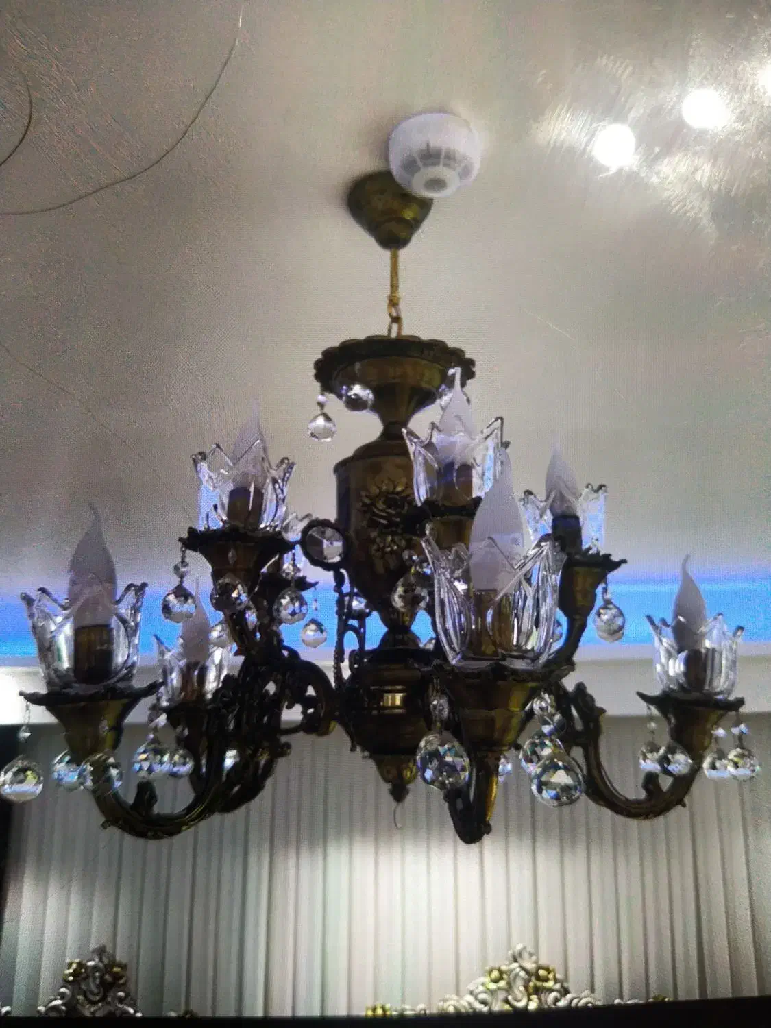 لوستر برنز 10شاخه|لوستر و چراغ آویز|تبریز, |دیوار