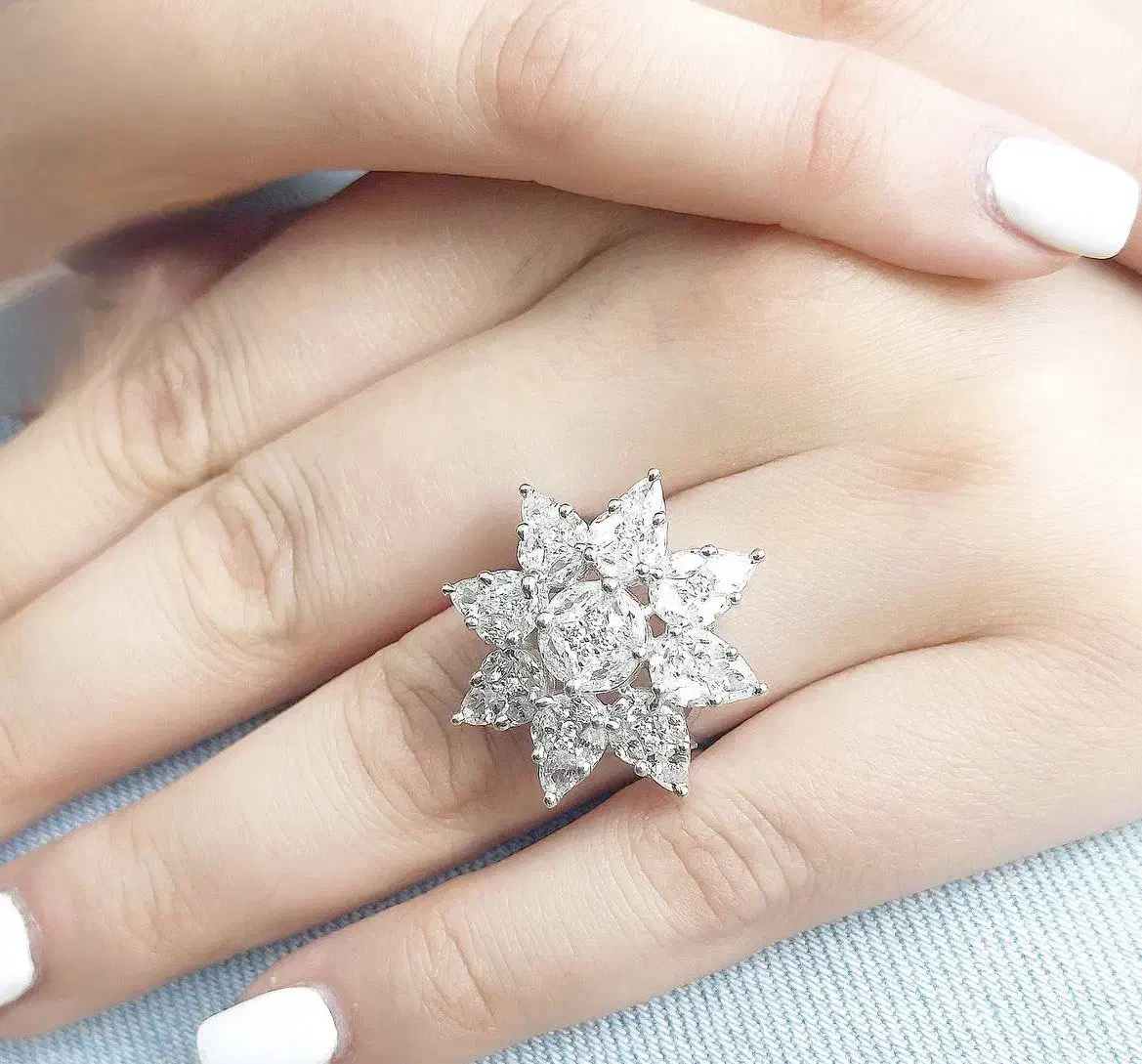 انگشتر جواهر تمام نقره مدل گل ستاره ای|بدلیجات|تبریز, |دیوار