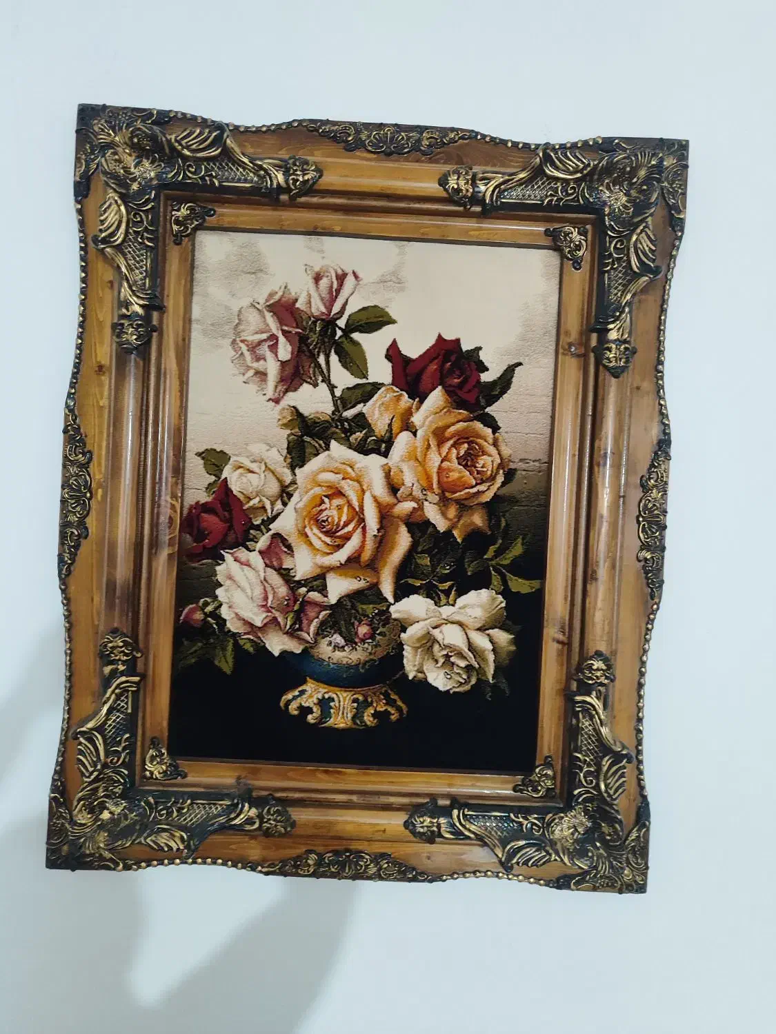 تابلو فرش با قاب چوبی بزرگ فروش فوری اقبالیه|تابلو فرش|قزوین, |دیوار