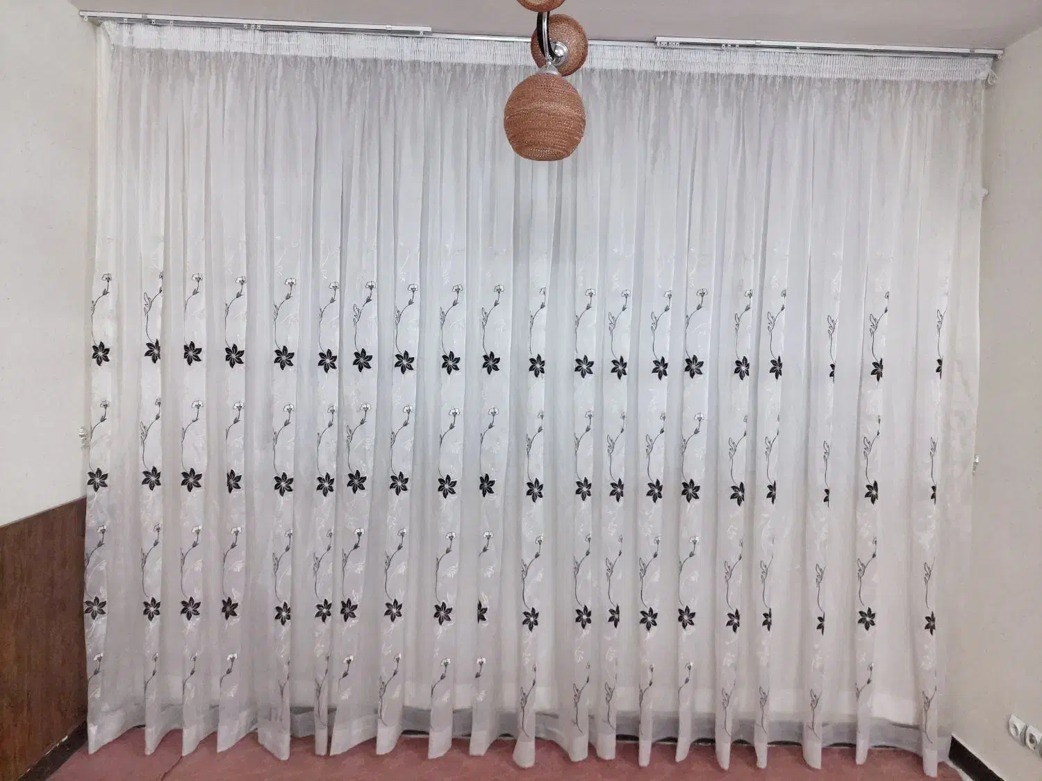 پرده حریر گلدار|پرده، رانر، رومیزی|مشهد, شهرک ابوذر|دیوار