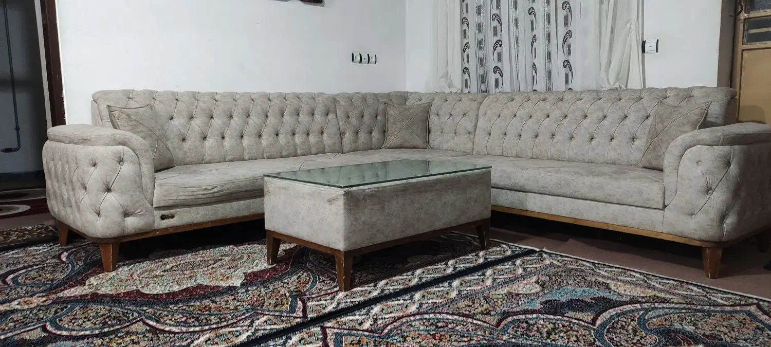 مبل L طرح چستر و میز تلویزیون|مبلمان خانگی و میز عسلی|سقز, |دیوار