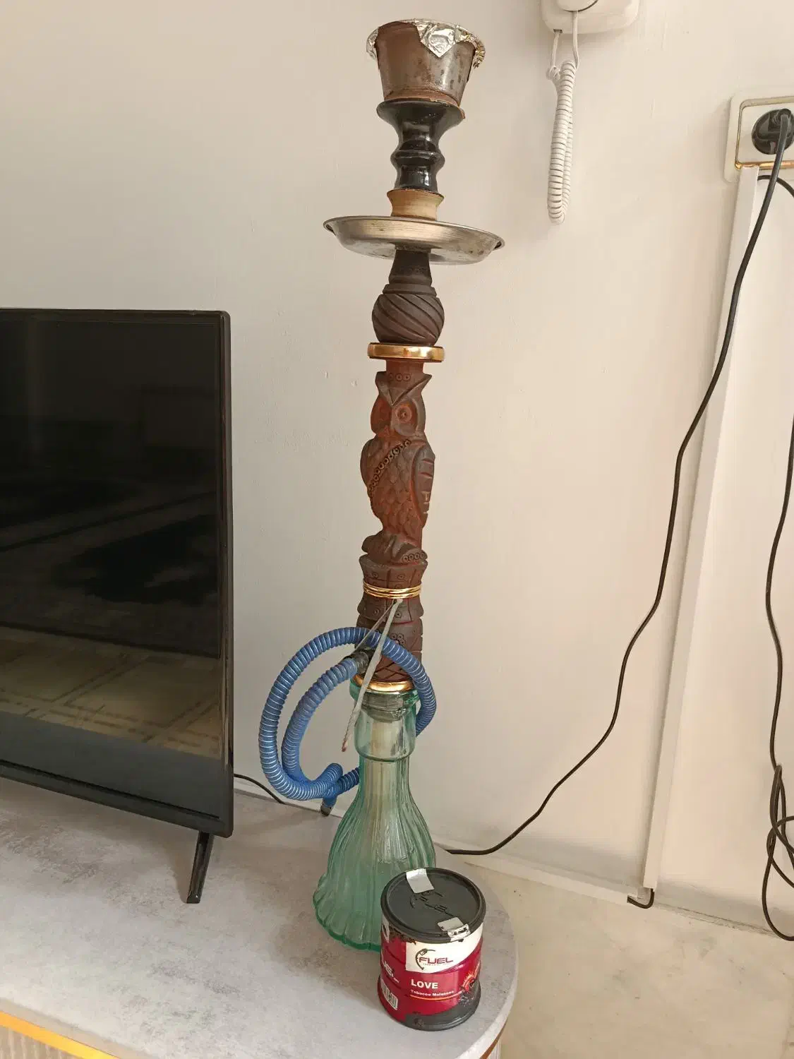 قلیون تنه چوبی با چوب گردو سالم سالم|صنایع دستی و سایر لوازم تزئینی|زنجان, |دیوار