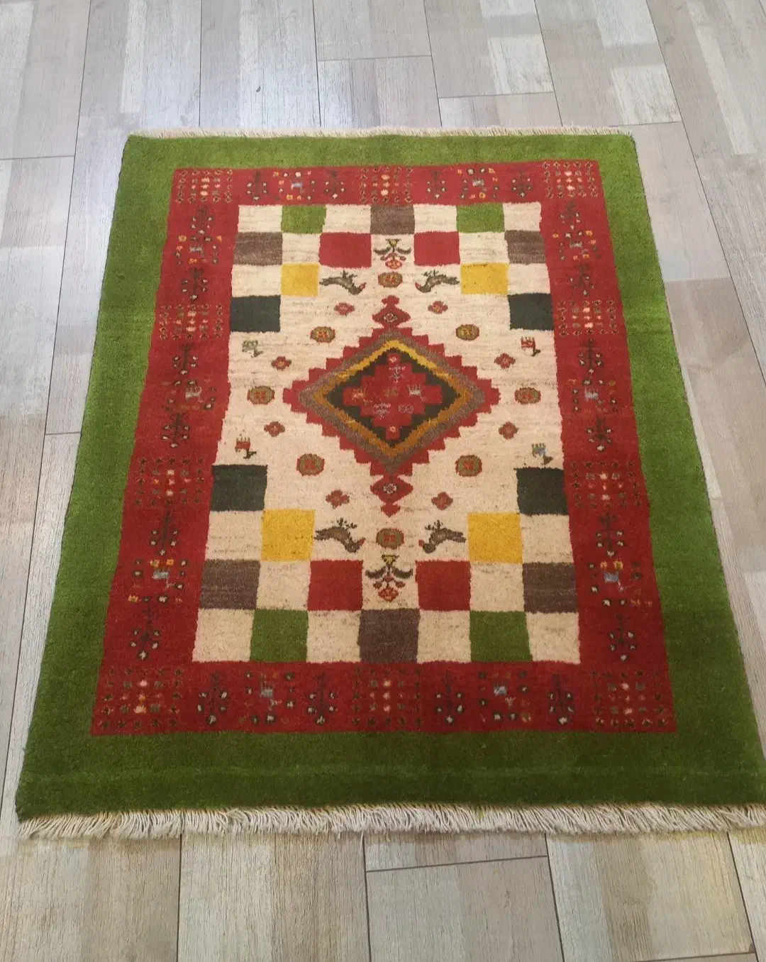 زرچارک ۸۰در ۱۲۰ گبه دو پود قشقایی شیراز رنگ طبیعی|گلیم، جاجیم، گبه|تهران, حر|دیوار