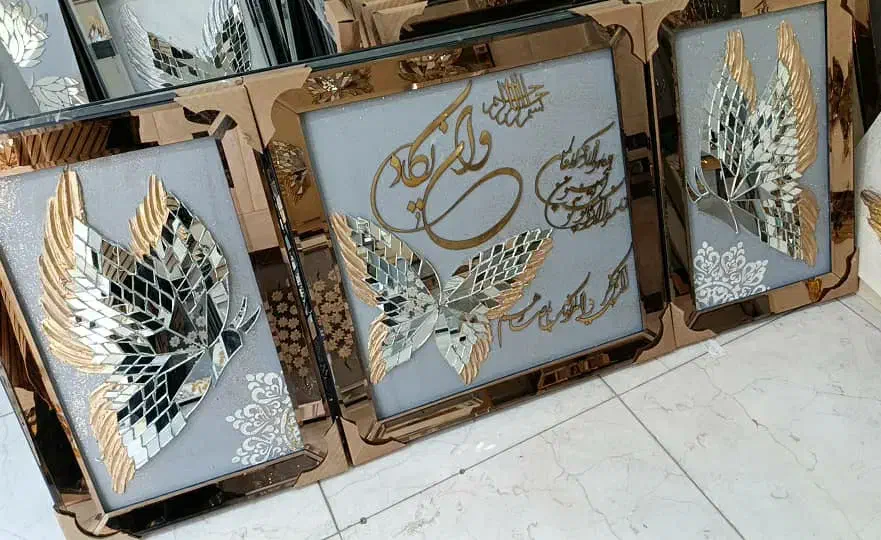 تابلو ایینه کاری شاین طرح پروانه ای، وان یکاد و...|تابلو، نقاشی، عکس|نسیمشهر, |دیوار