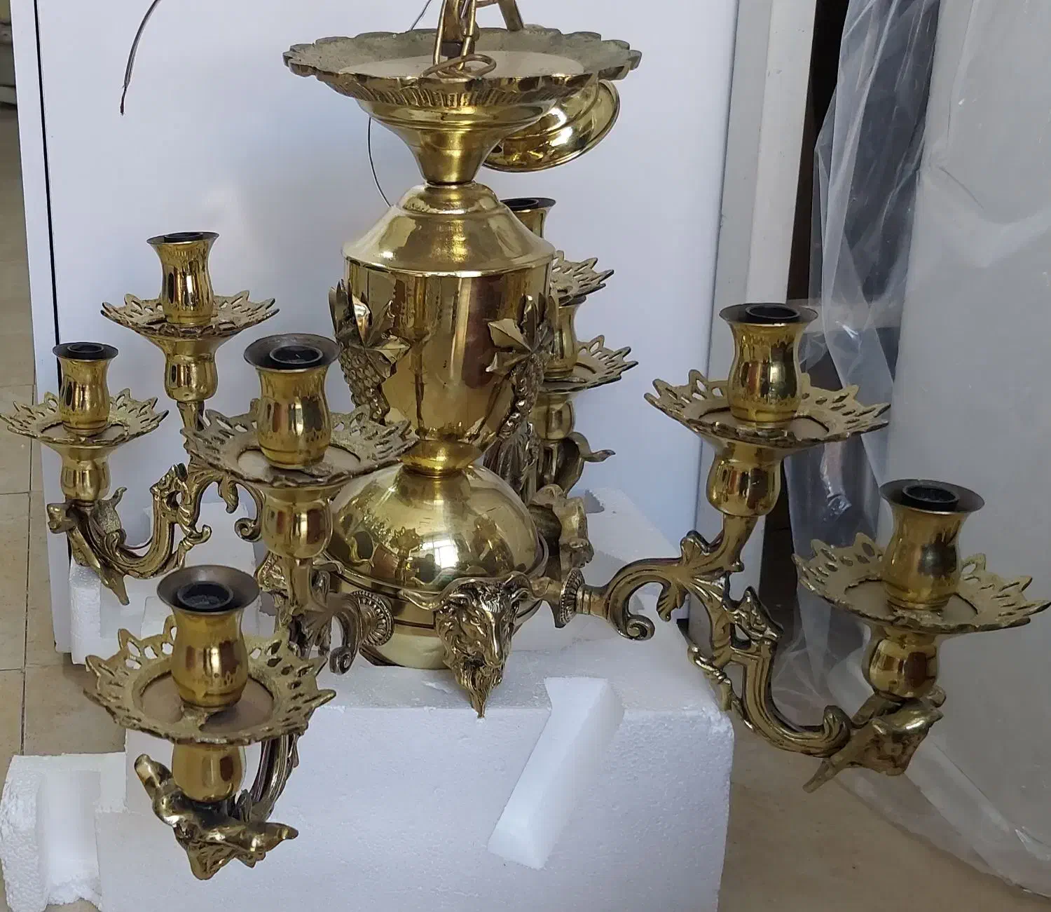 لوستر برنز نو چهار شاخه   استفاده نشده|لوستر و چراغ آویز|تبریز, |دیوار