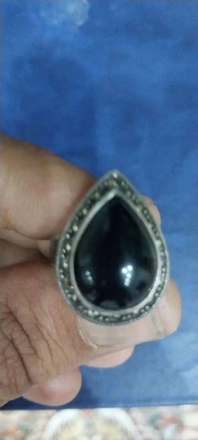 انگشتر نقره زنانه عقیق سیاه قدیمی عیار925|بدلیجات|شیراز, ارم|دیوار