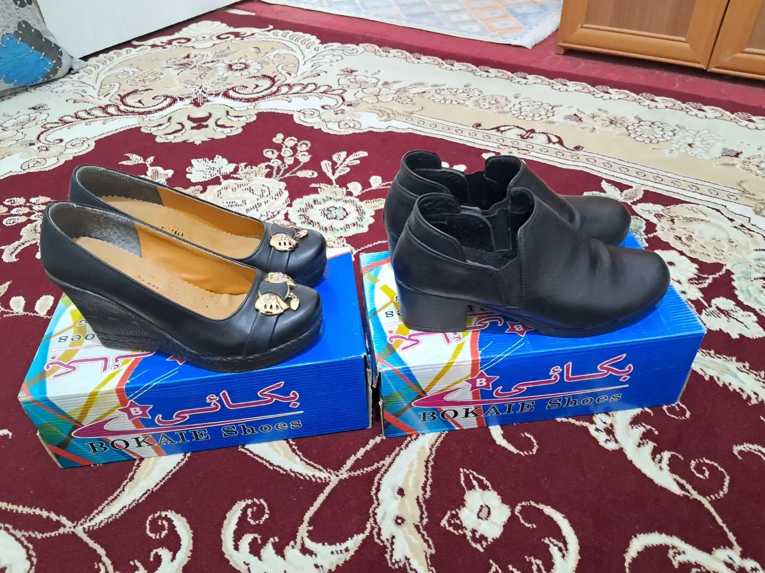 باسلام دوجفت کفش مشکی ساده ۱۵۰تومان چرمه شماره ۳۸|کیف، کفش، کمربند|ساوه, |دیوار