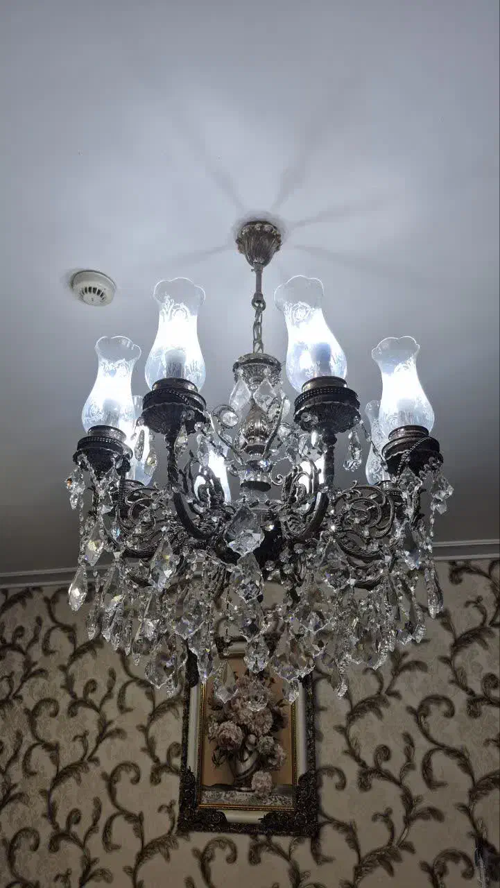 لوستر برنز سیاه قلم ۸شاخه|لوستر و چراغ آویز|تبریز, |دیوار