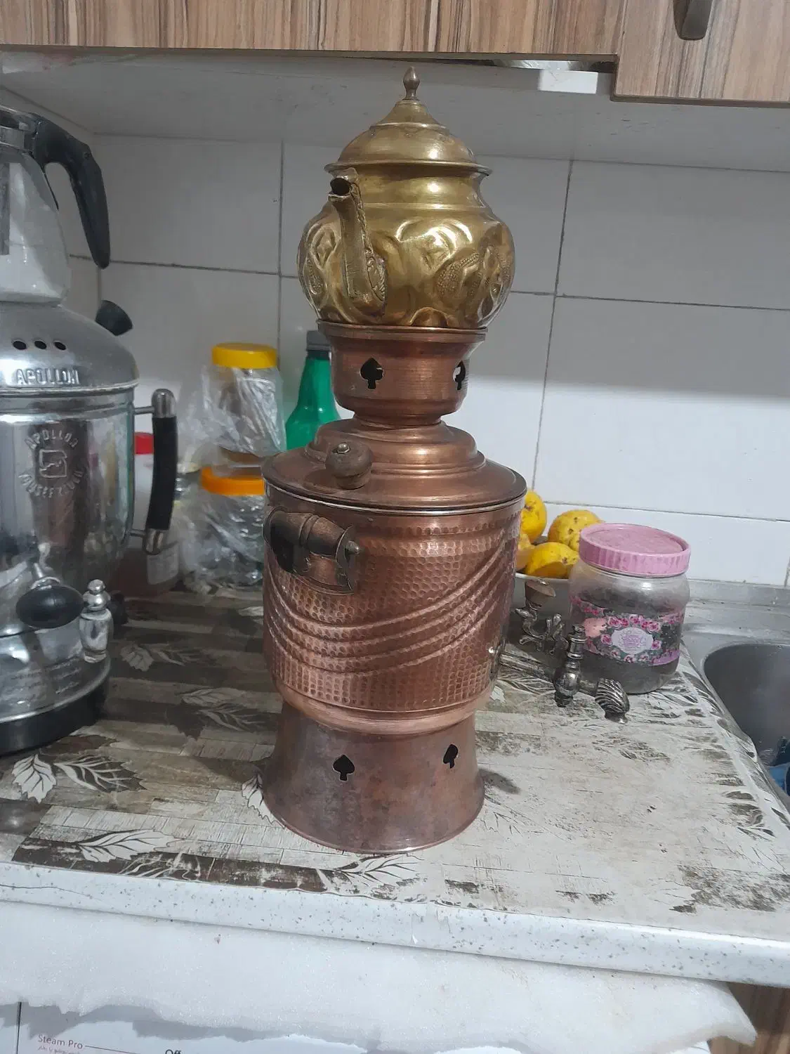 سماور مسی هم میشه رو گاز گذاشتش هم روی ذغال|سماور، چای‌ساز، قهوه‌ساز|هشتگرد, گلسار|دیوار