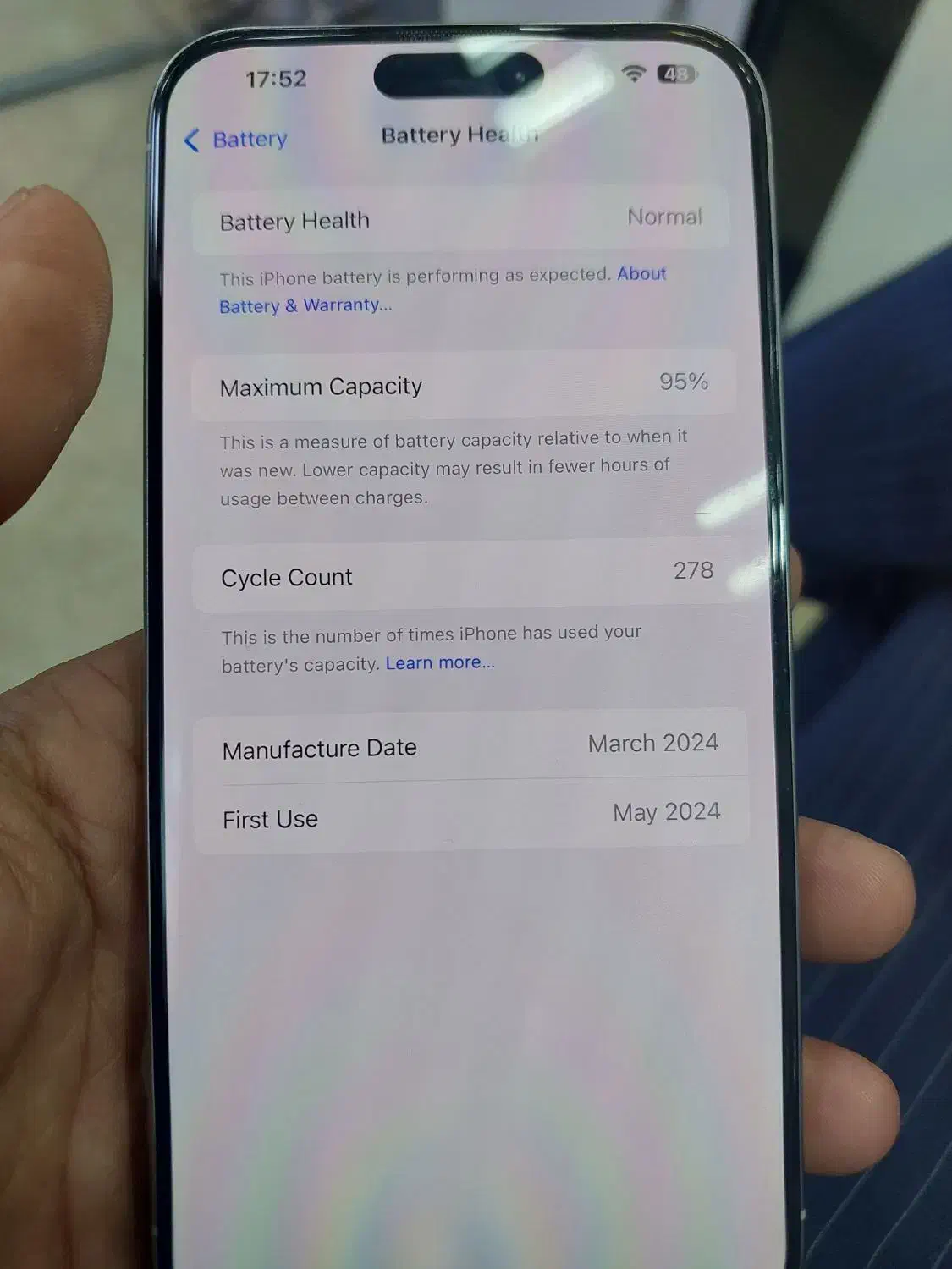 آیفون ۱۵ پرومکس ریجستری باطری ۹۵|موبایل|گناباد, |دیوار