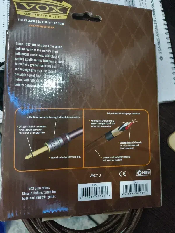 کابل گیتار Vox Class A VGC 13|گیتار، بیس، امپلیفایر|رشت, فلسطین|دیوار
