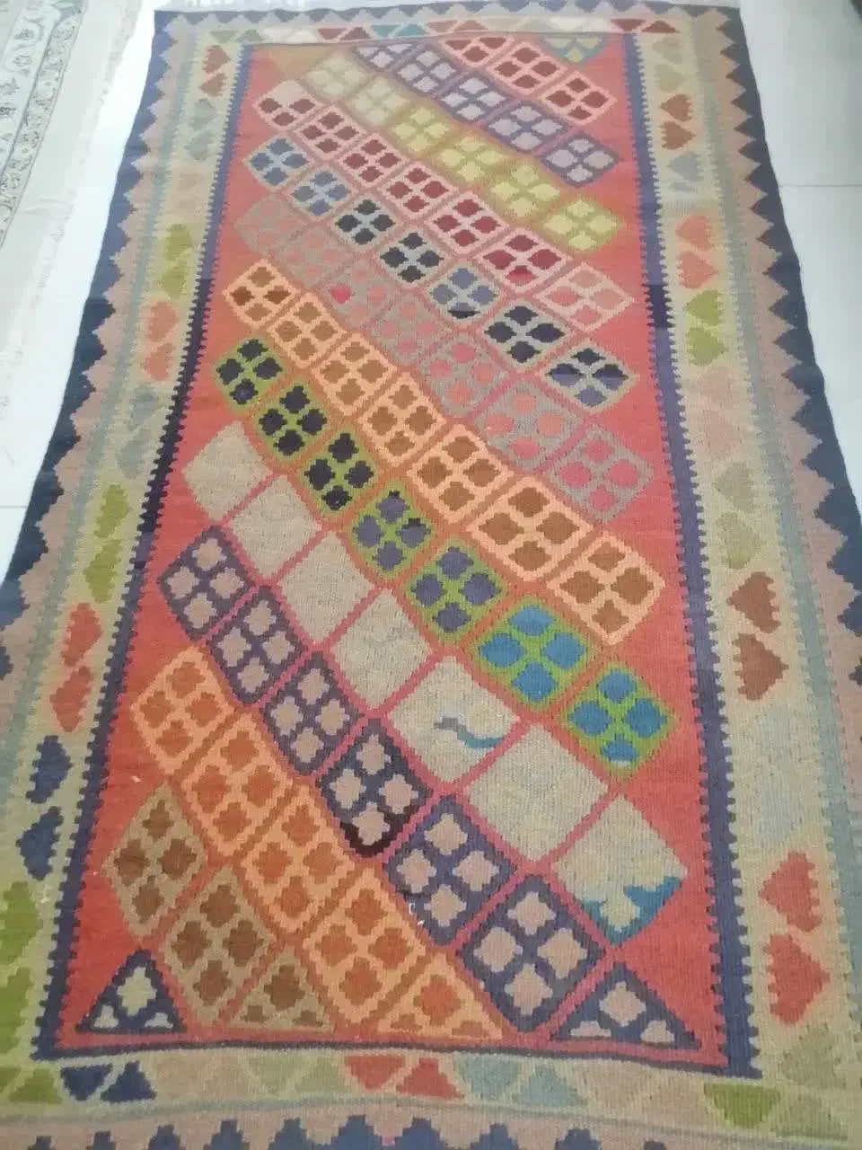 گلیم دستبافت ۱ در ۲ قدیمی|گلیم، جاجیم، گبه|فردیس, شهرک سپاه|دیوار