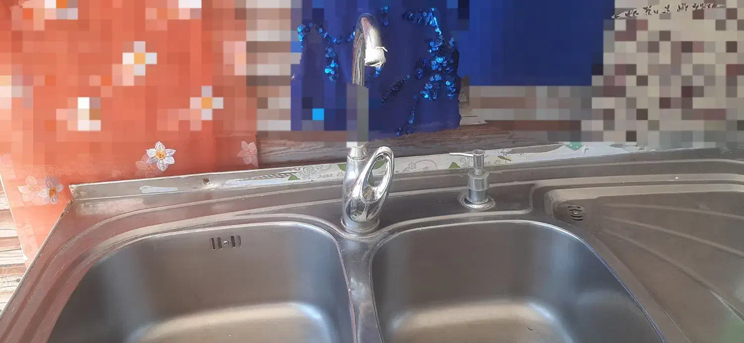 سینک ظرف ظرفشویی عمیق دوقولو.شیر اهرمی.آبچکان|آبچکان و نظمدهنده ظروف|سنندج, |دیوار