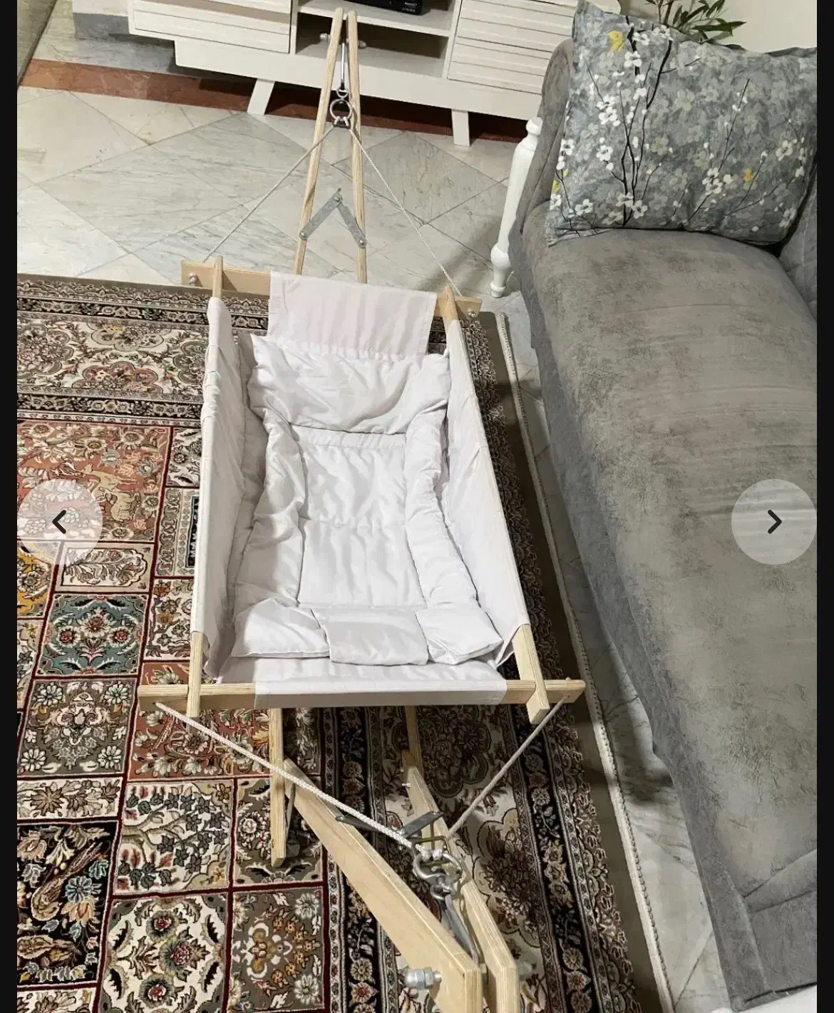 گهواره ننوی چوبی به همراه ساک مخصوص|اسباب و اثاث بچه|بجنورد, |دیوار