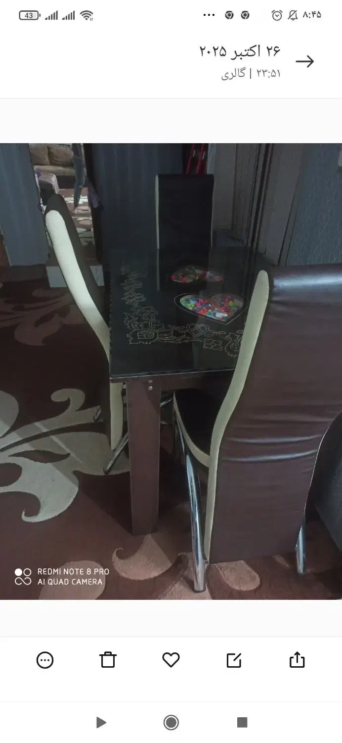 میز ناهار خوری|میز و صندلی غذاخوری|کازرون, |دیوار