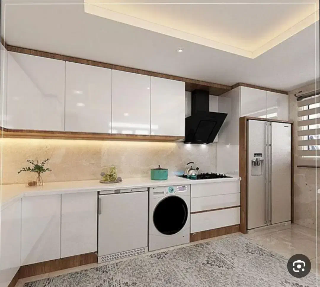 ۱۰ متر کابینت آشپزخانه هایگلاس دستگیره مخفی|مصالح و تجهیزات ساختمان|آبیک, |دیوار