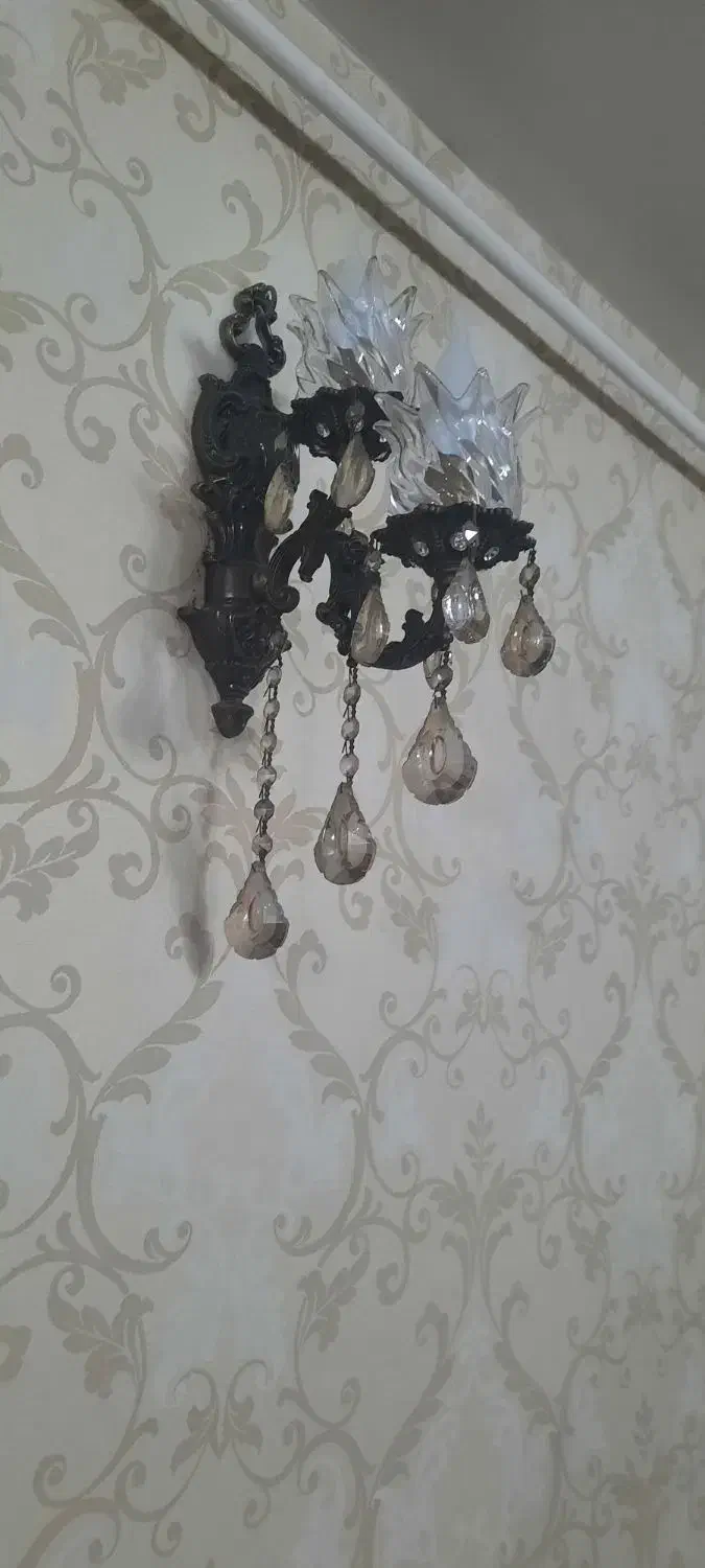 لوستر برنجی در حدنو به همراه دیوار کوب|لوستر و چراغ آویز|گرگان, |دیوار
