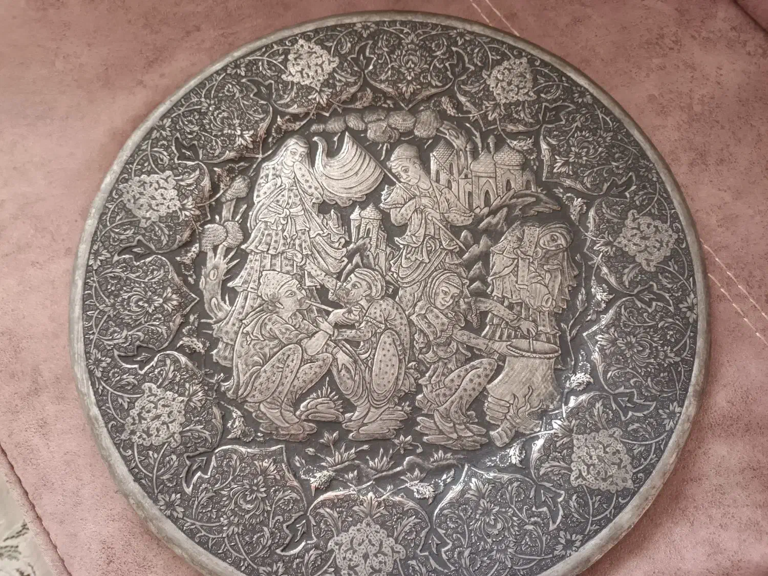 سینی سیاه قلم مسی|صنایع دستی و سایر لوازم تزئینی|کرج, شهرک فهمیده|دیوار