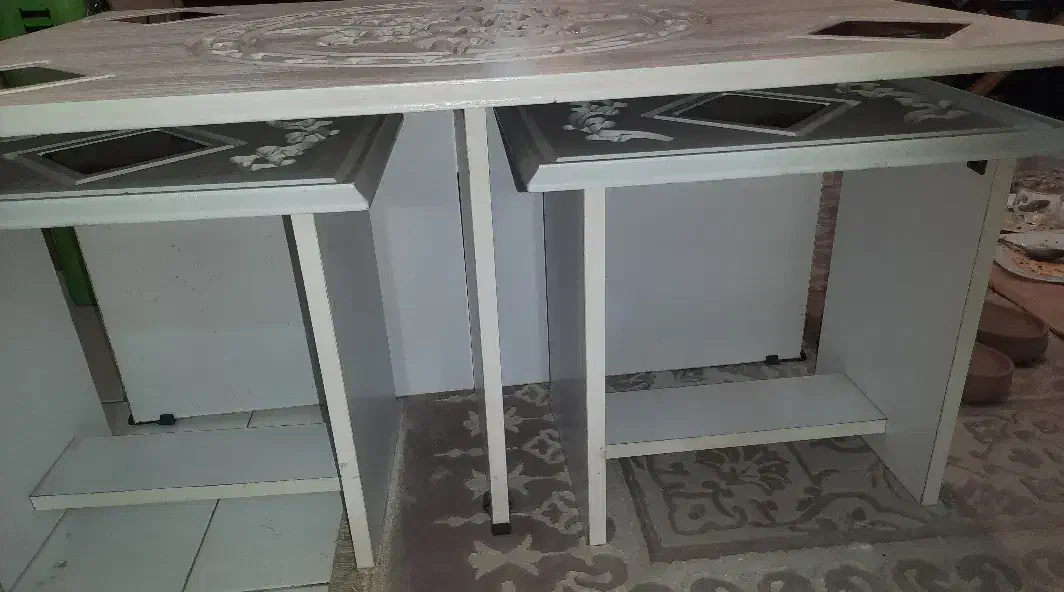 میز جلو مبلی سفید در حد نو با چهار عسلی|مبلمان خانگی و میز عسلی|تهران, سازمان برنامه شمالی|دیوار