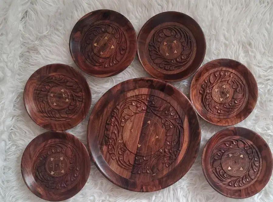 ست بشقاب های هندی چوبی|صنایع دستی و سایر لوازم تزئینی|فردیس, فردیس|دیوار