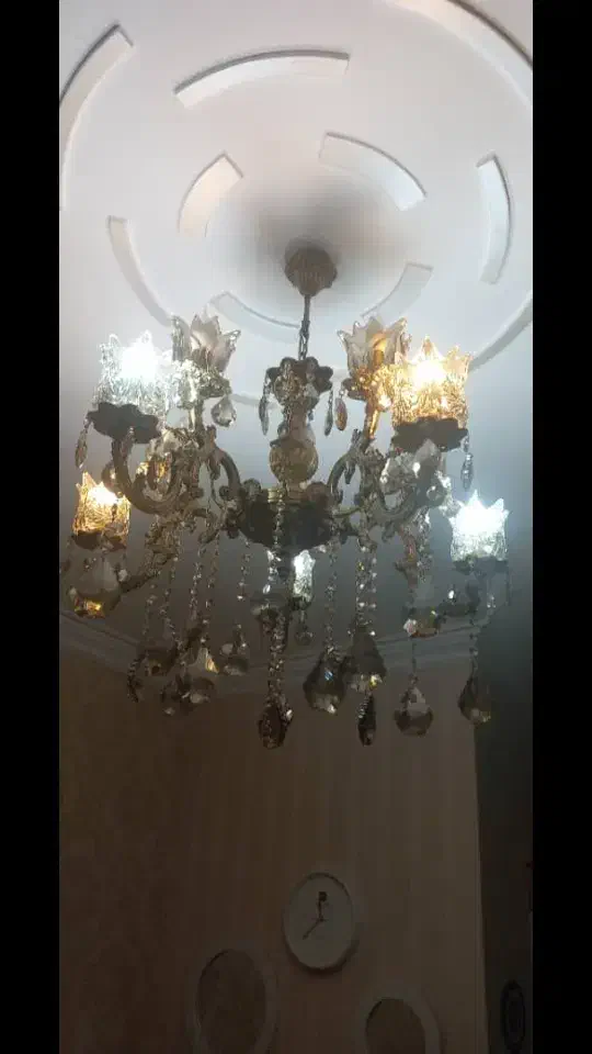 دو عدد لوستر برنز پنج شاخه ده شعله|لوستر و چراغ آویز|کرمانشاه, |دیوار