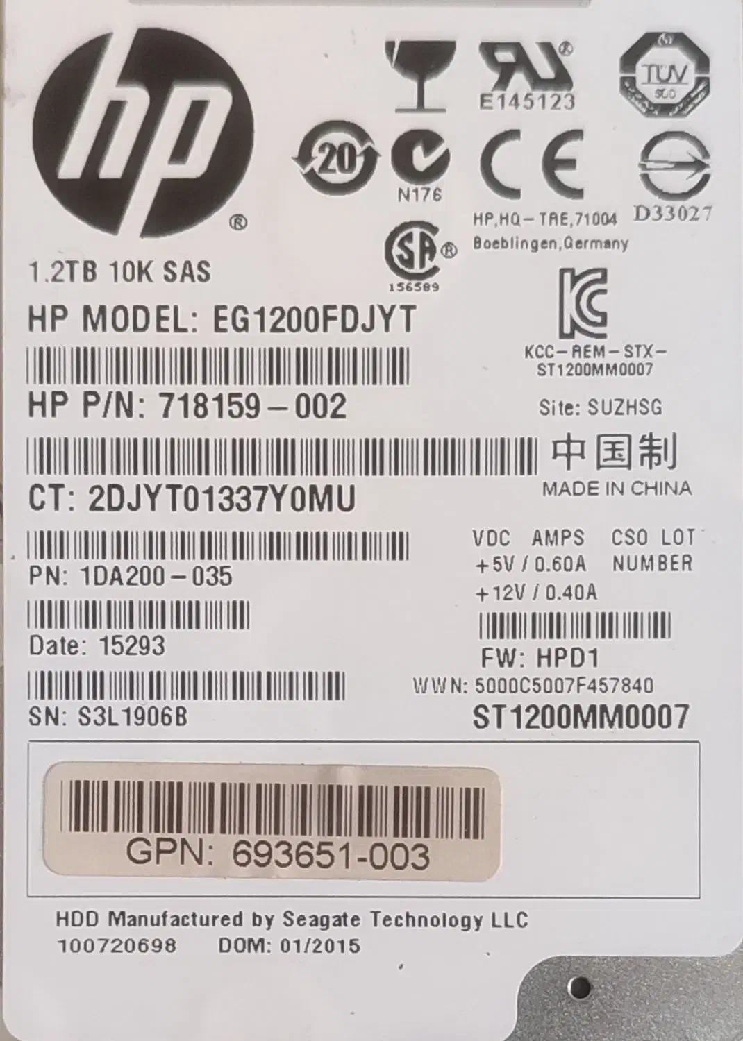 هارد سرور Hp 1.2 Tb  10k|قطعات و لوازم جانبی رایانه|تهران, دانشگاه شریف|دیوار