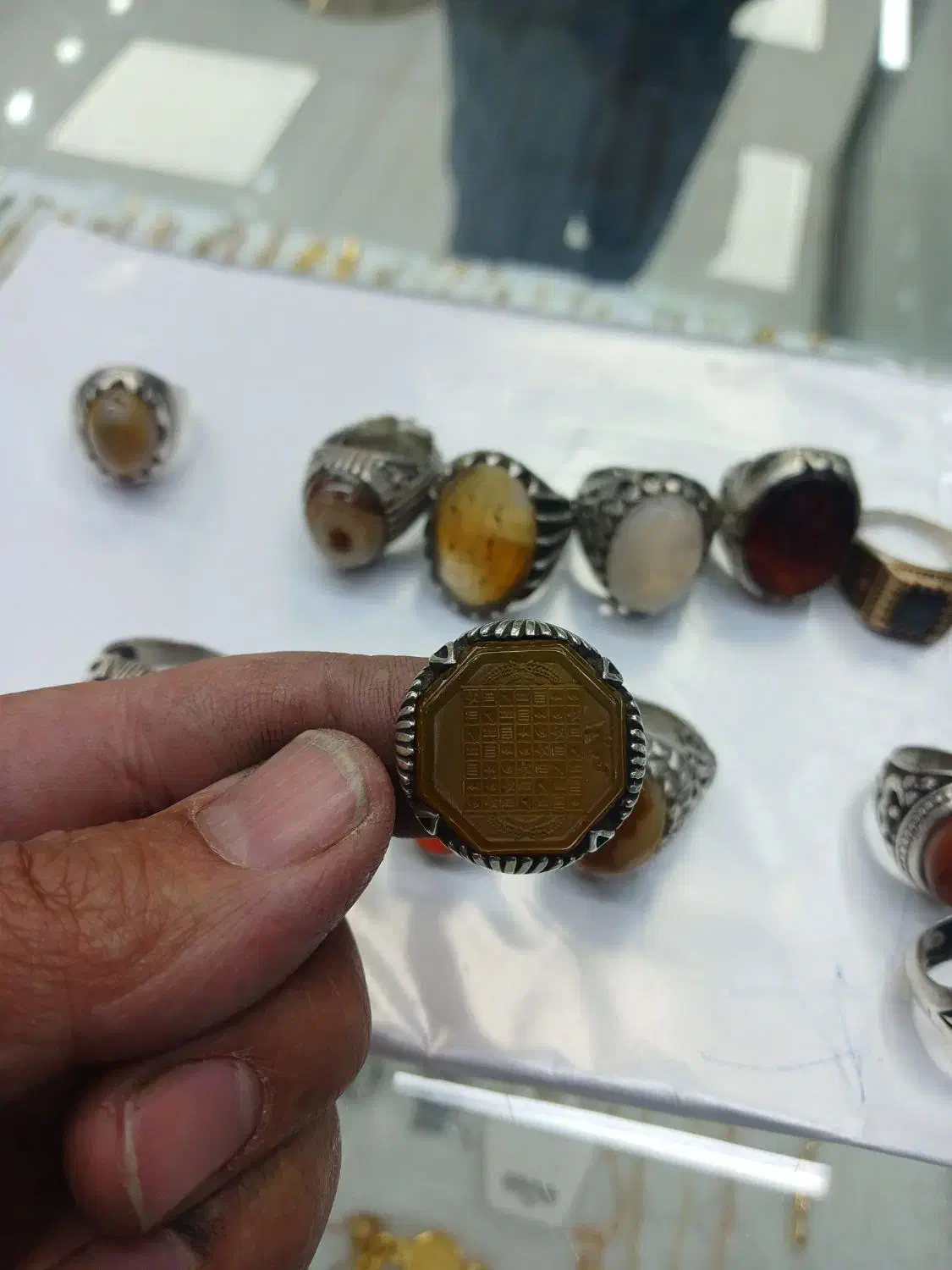 انگشتر نقره عیار ۹۲۵ پانزده عددروی هم گرمی ۲۰۰ت|جواهرات|مهریز, |دیوار