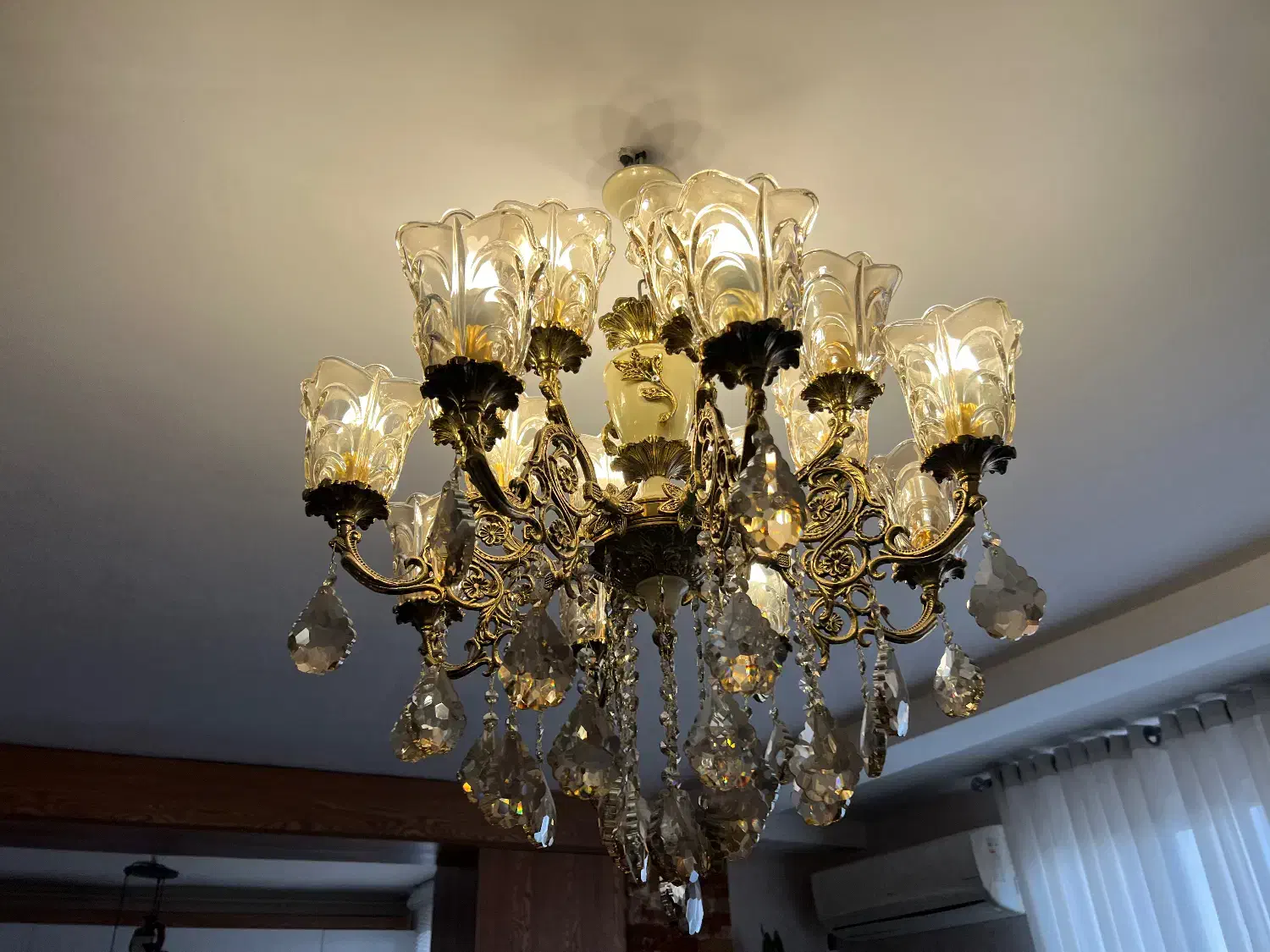 ۲عدد لوستر برنجی ۱۶شعله|لوستر و چراغ آویز|الوند, |دیوار