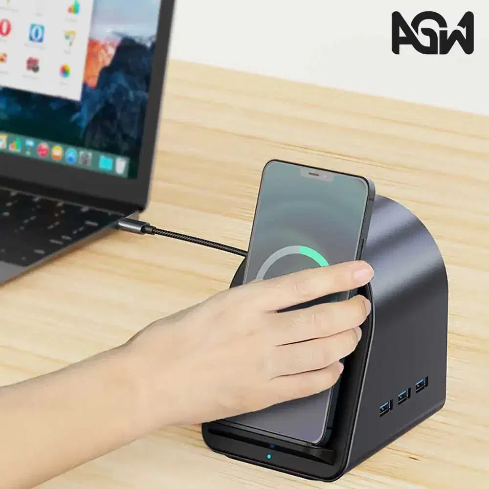 مبدل هاب ۱۱ پورت مدل USB مدل  به همراه شارژ وایرلس|قطعات و لوازم جانبی رایانه|مشکین‌دشت, |دیوار