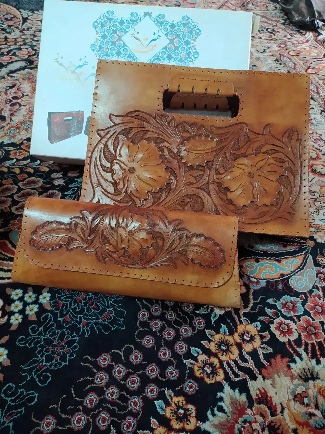 کیف چرم مجلسی زنانه وقندان فیروزه کوب مسی|کیف، کفش، کمربند|قنوات, |دیوار