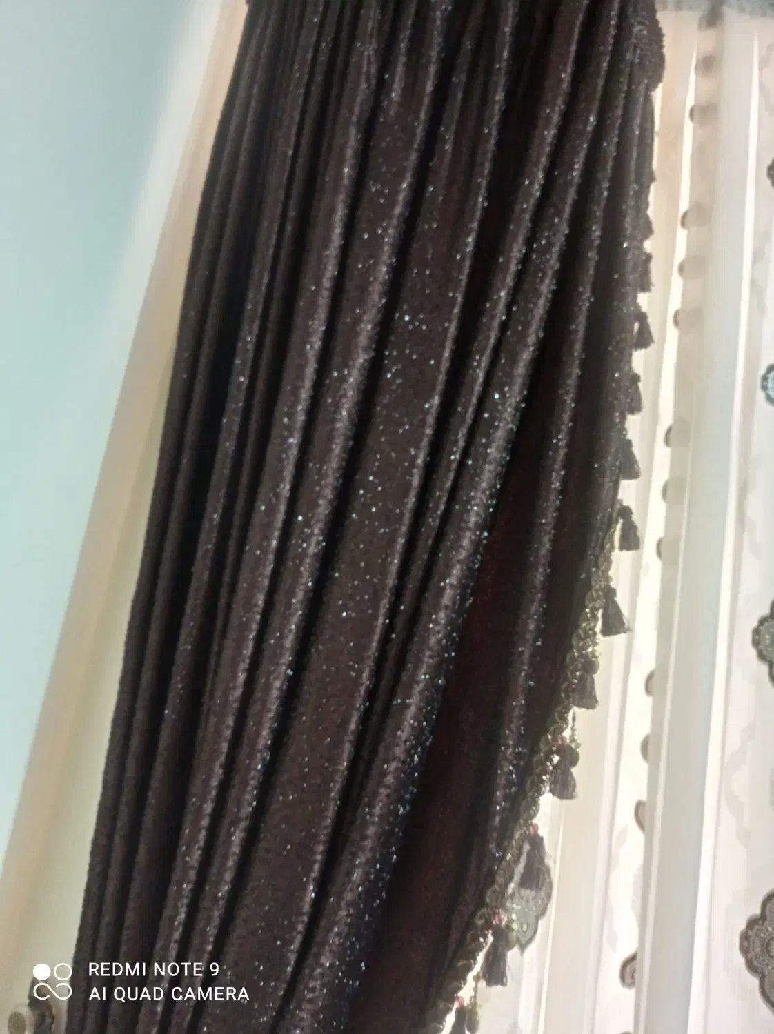 دوعدد پرده  ۳ متری قهوه‌ای|پرده، رانر، رومیزی|شوش, |دیوار